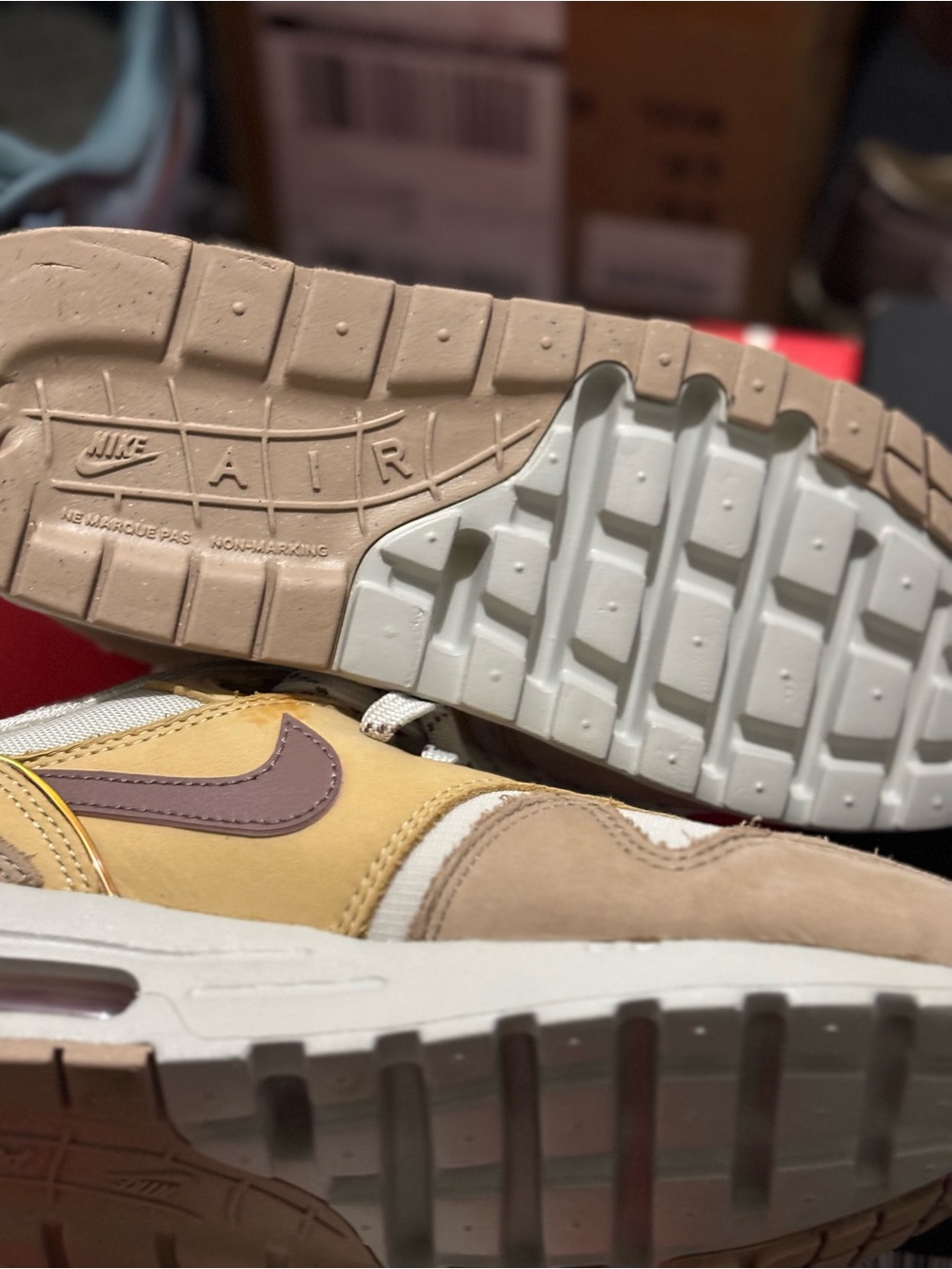 Nike Men’s Sneakers - Yellow, Brown & Cream Accent